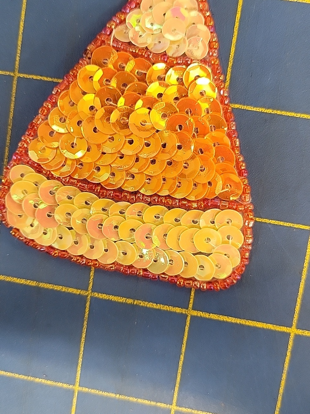 Sequin Candy Corn 2.5" Patch - Orange & Yellow - Picture 2 of 3